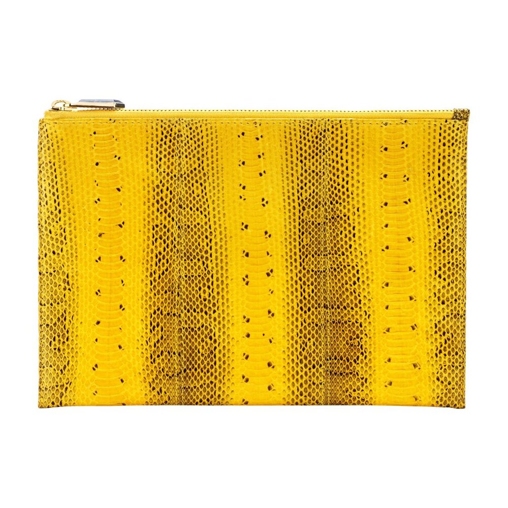 Snakeskin Zip Pouch - Yellow
